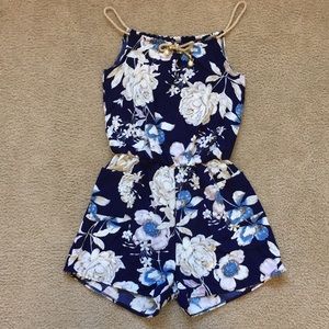 Navy floral romper